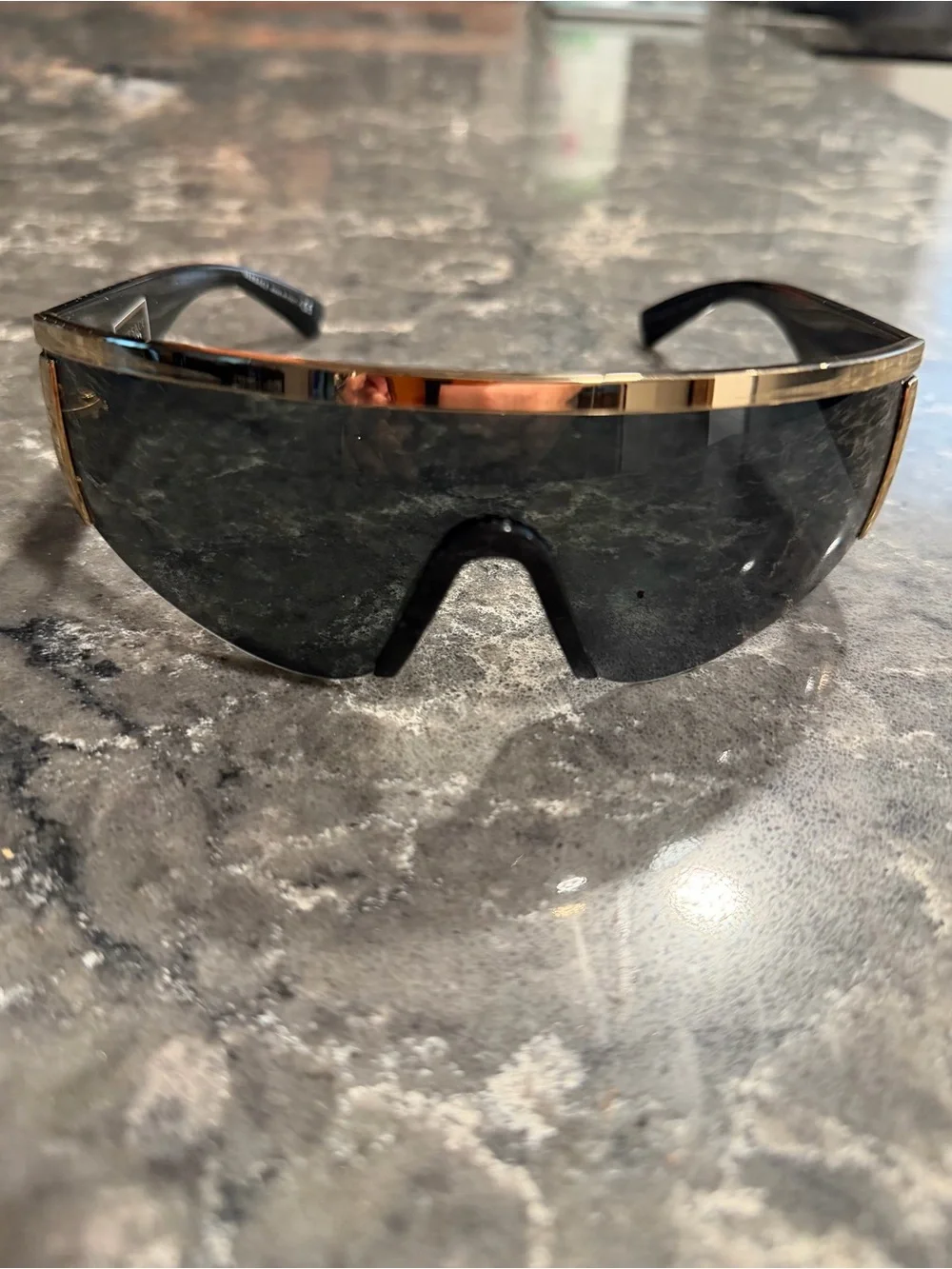 VERSACE 2197 TRIBUTE SHIELD Black Silver Mirror VE2197 Unisex Visor Sunglasses